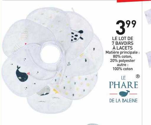 le lot de 7 bavoirs à lacets le phare de la baleine