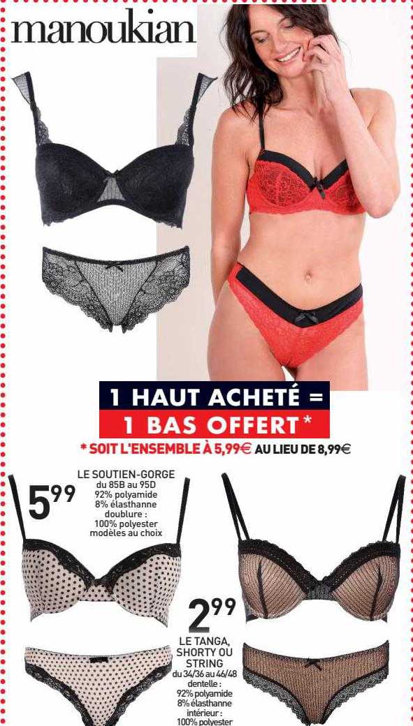 le soutien-gorge, le tanga shorty ou string