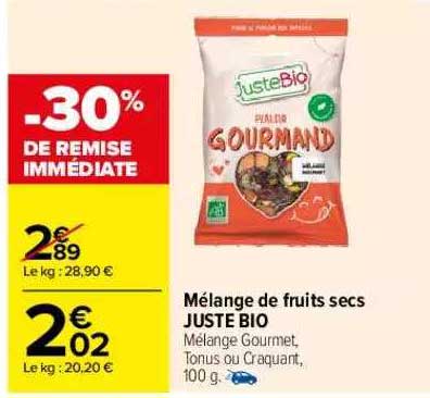 mélange de fruits secs juste bio
