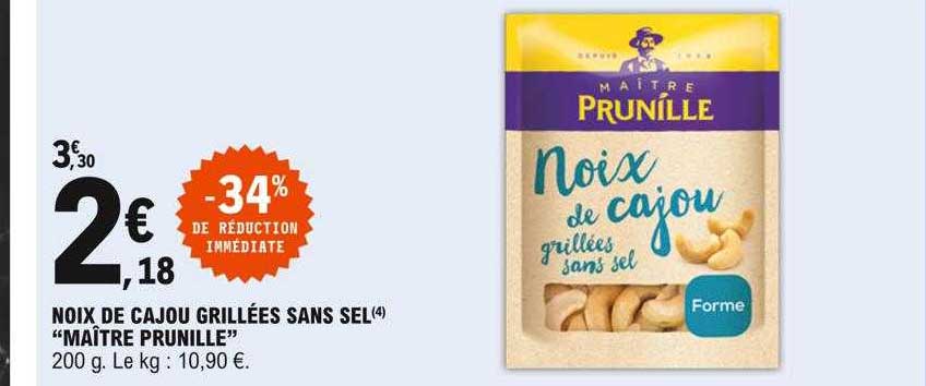 noix de cajou grillées sans sel "maître prunille"