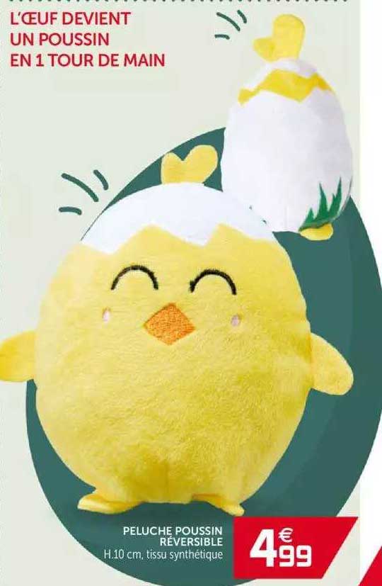 peluche poussin réversible