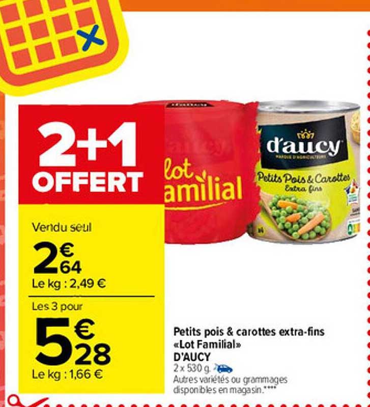 petits pois & carottes extra-fins "lot familial" d'aucy