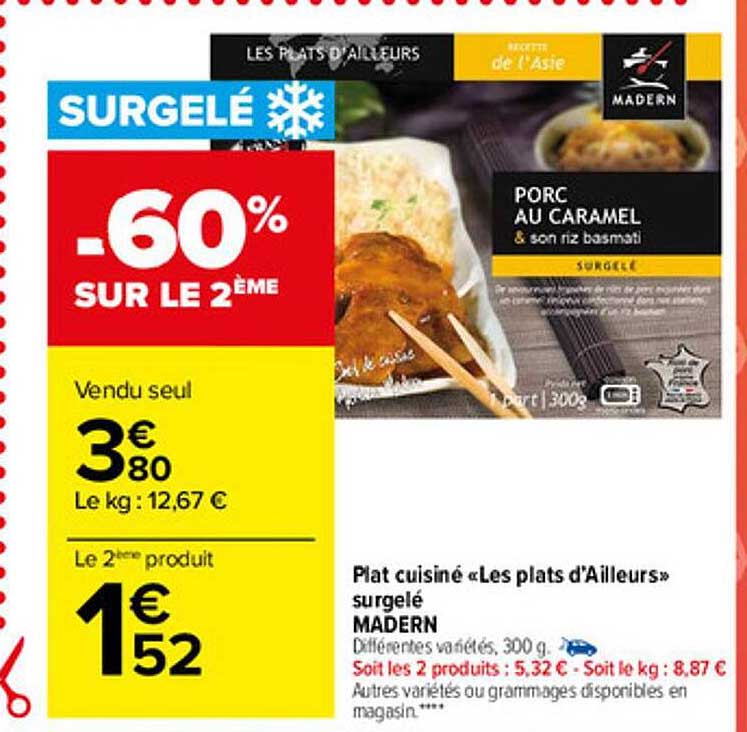 plat cuisiné "les plats d'ailleurs" surgelé madern