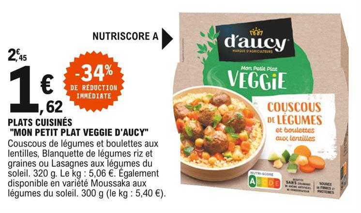 plats cuisinés "mon petit plat veggie d'aucy"