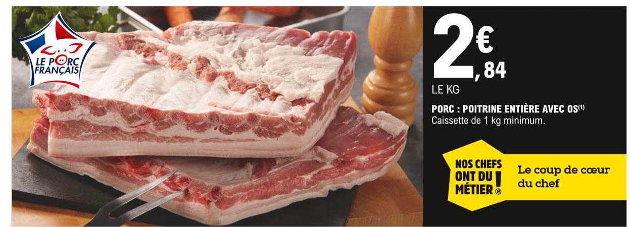 Porc : Poitrine Entière Avec Os