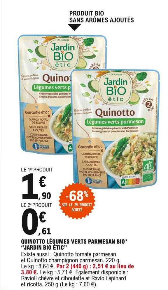 Quinotto Légumes Verts Parmesan Bio "jardin Bio étic"