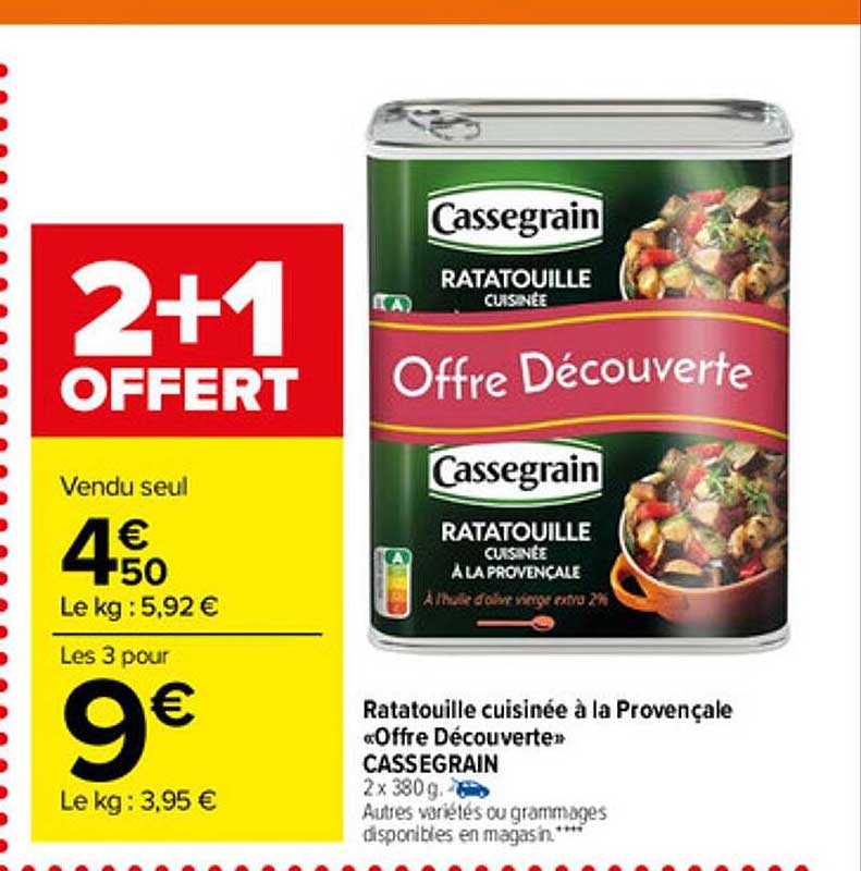 Ratatouille Cuisinée à La Provençale "offre Découverte" Cassegrain