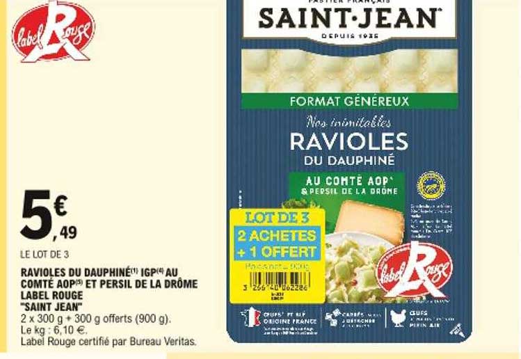ravioles du dauphiné igp au comté aop et persil de la drôme label rouge "saint jean"