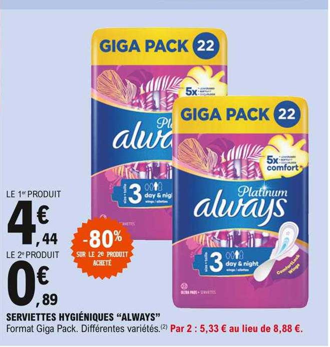 serviettes hygiéniques "always"