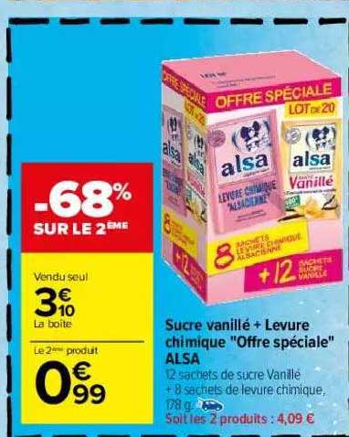 sucre vanillé + levure chimique "offre spéciale" alsa