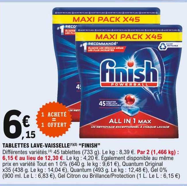 tablettes lave-vaisselle "finish"