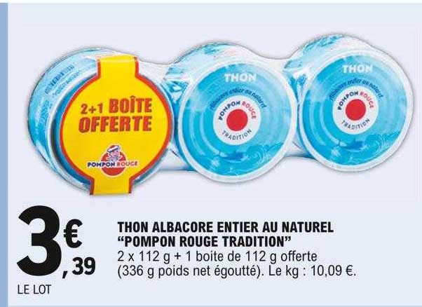 Thon Albacore Entier Au Naturel "pompon Rouge Tradition"
