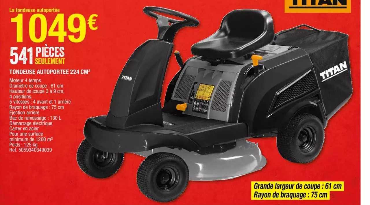 tondeuse autoportée 224 cm3 titan