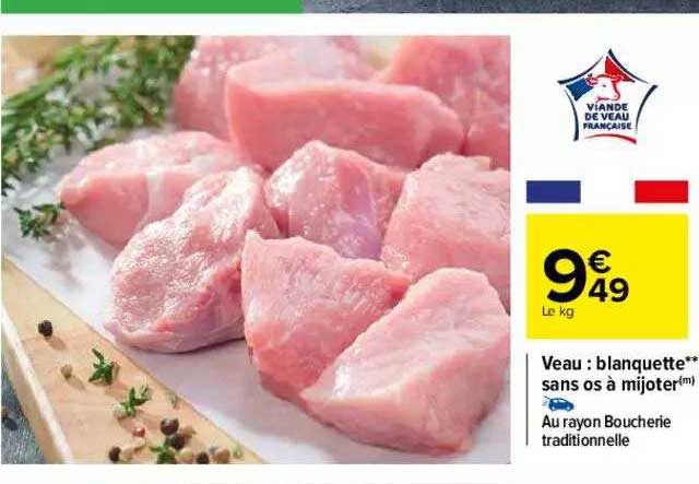 Veau : Blanquette Sans Os à Mijoter