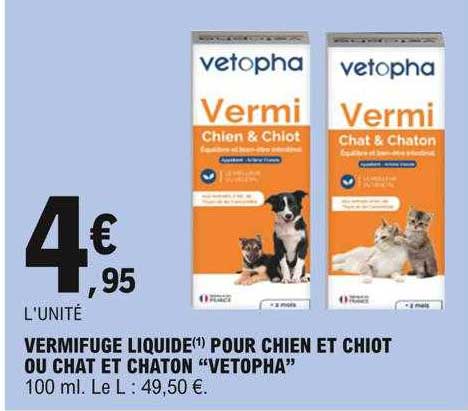 Vermifuge Liquide Pour Chien Et Chiot Ou Chat Et Châton "vetopha"