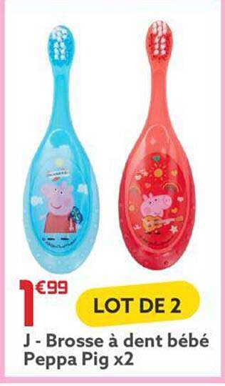 brosse à dent bébé peppa pig x 2