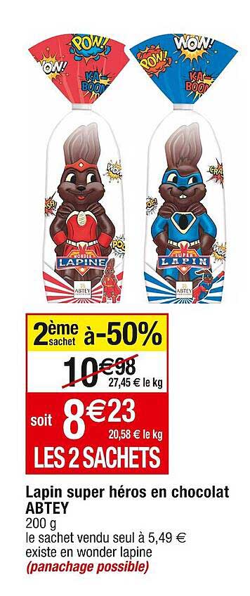 lapin super héros en chocolat abtey