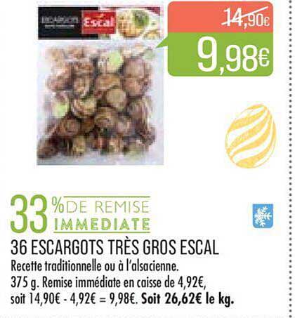 36 escargots très gros escal