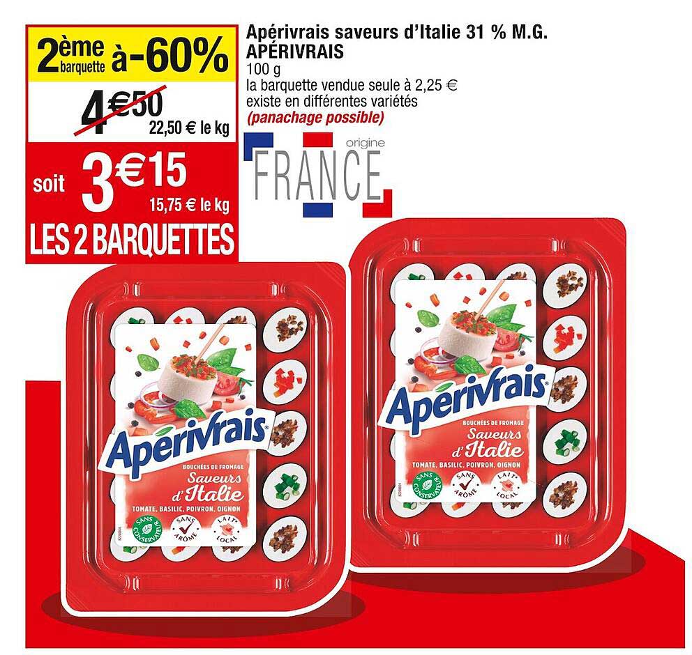 apérivrais saveurs d'italie 31% m.g. apérivrais