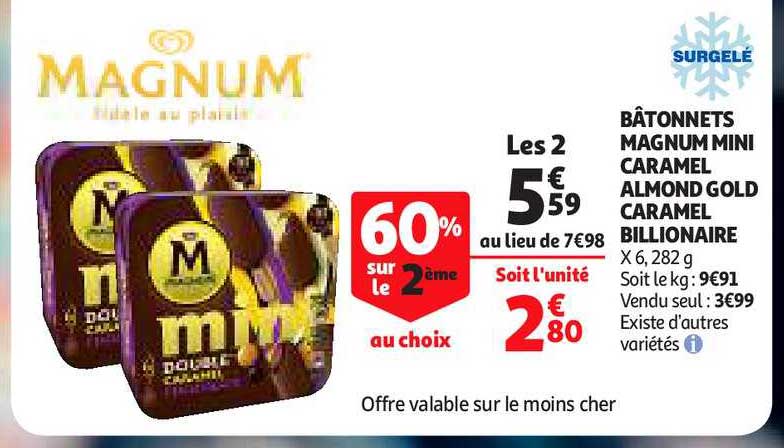 bâtonnets magnum mini caramel almond gold caramel billionaire