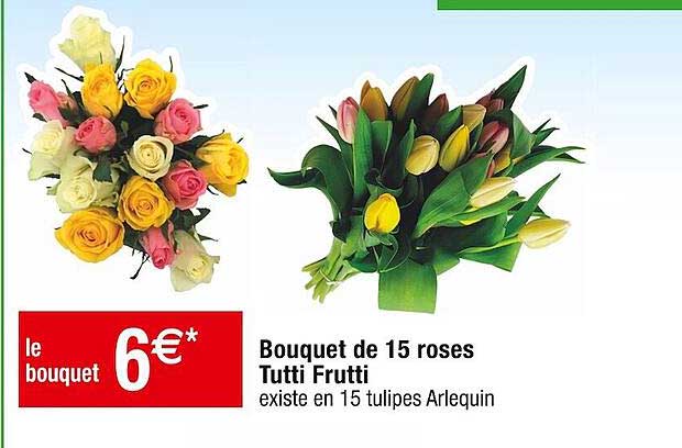 bouquet de 15 roses tutti frutti