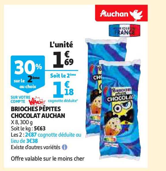 Brioches Pépites Chocolat Auchan