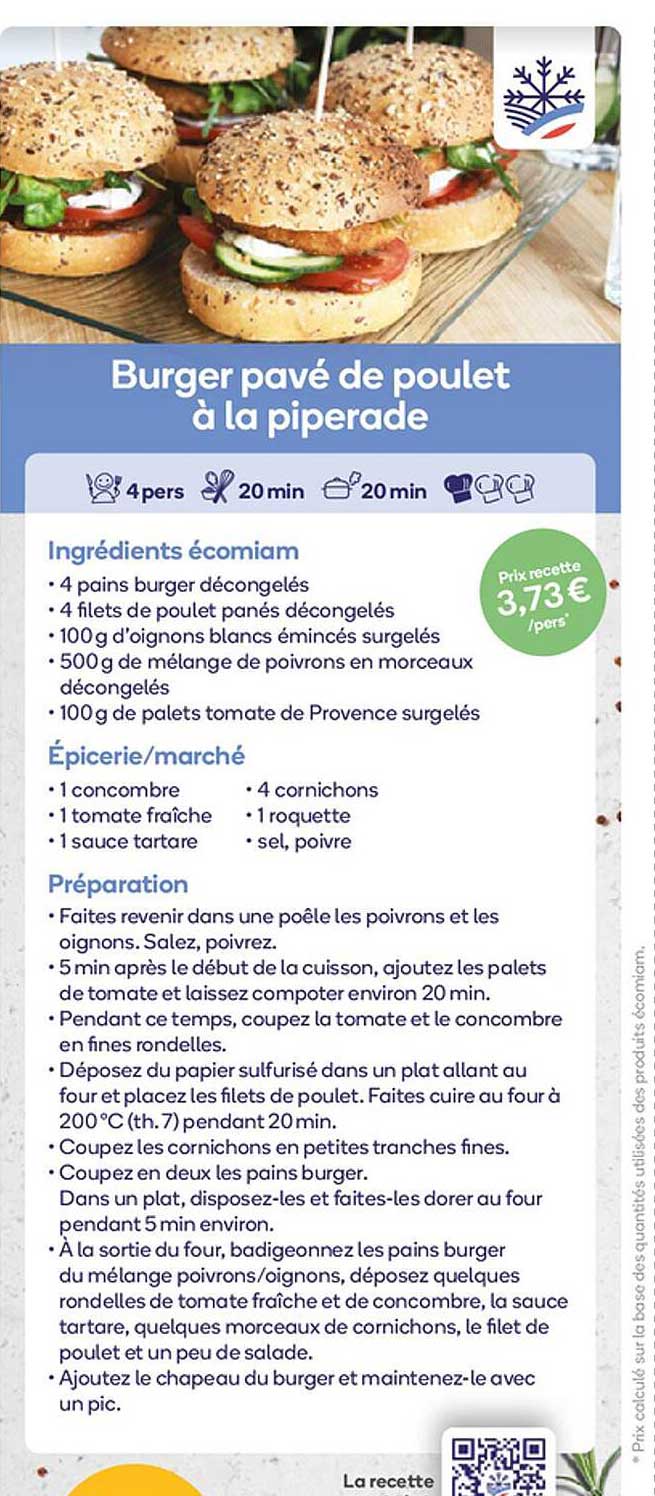 burger pavé de poulet à la piperade