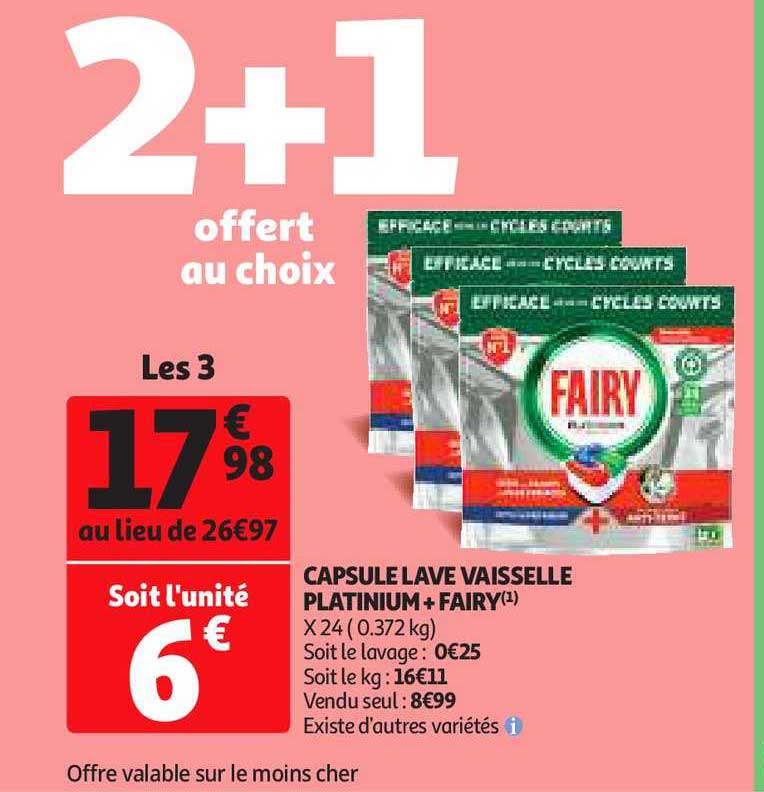 capsule lave vaisselle platinium+ fairy