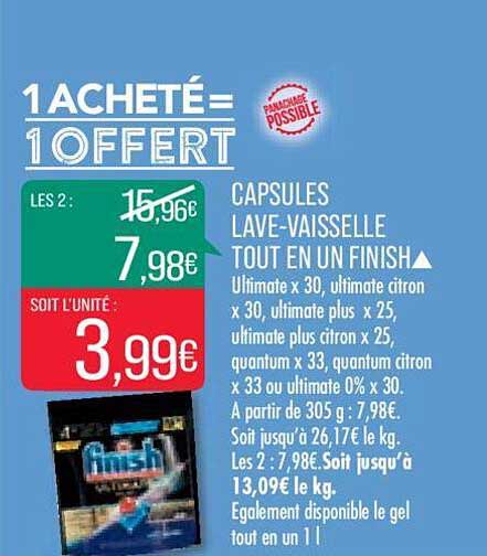 capsules lave-vaisselle tout en un finish