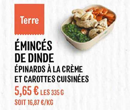 émincés De Dinde épinards à La Crème Et Carottes Cuisinées