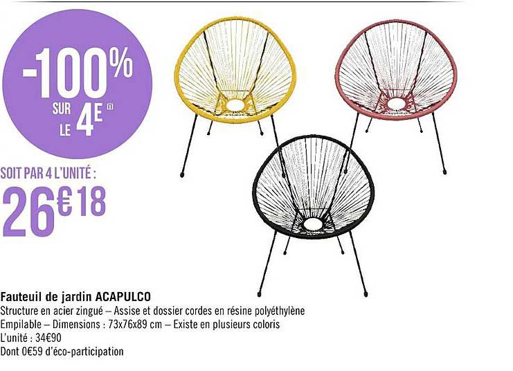 fauteuil de jardin acapulco