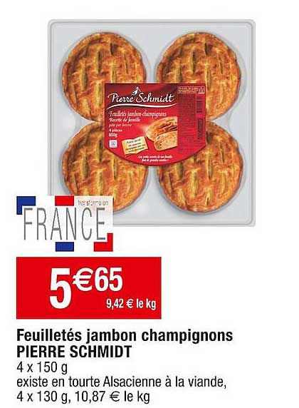 feuilletés jambon champignons pierre schmidt
