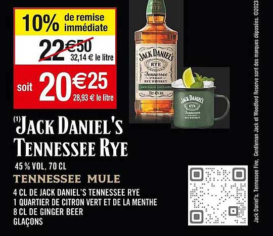 jack daniel's tennessee rye 45% vol.