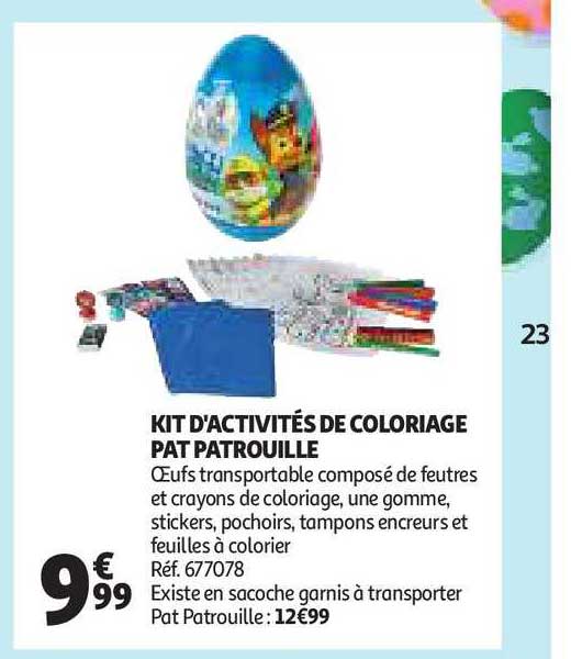 kit d'activités de coloriage pat patrouille