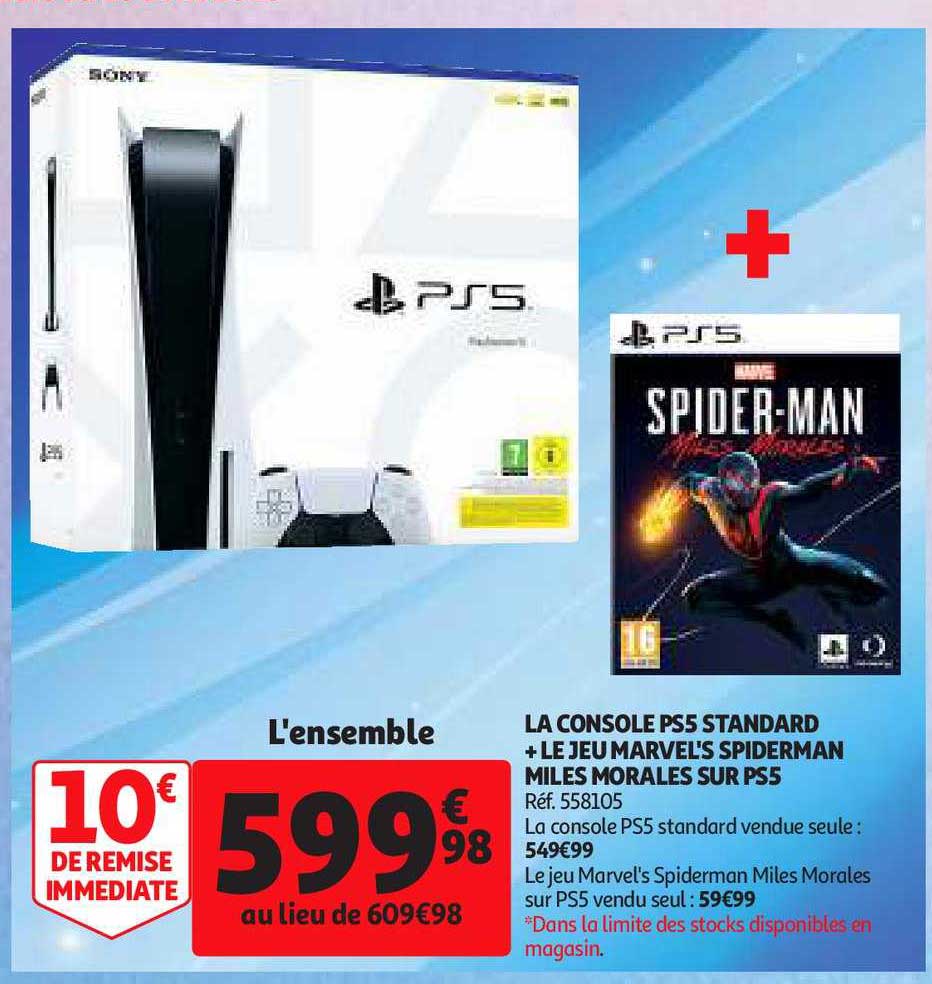 la console ps5 standard + le jeu marvel's spiderman miles morales sur ps5
