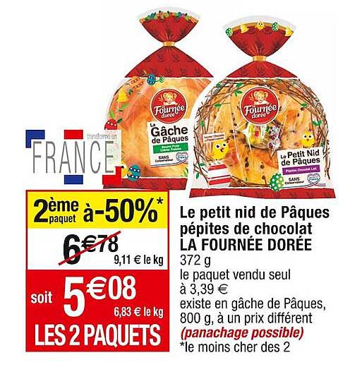 le petit nid de pâques pépites de chocolat la fournée dorée