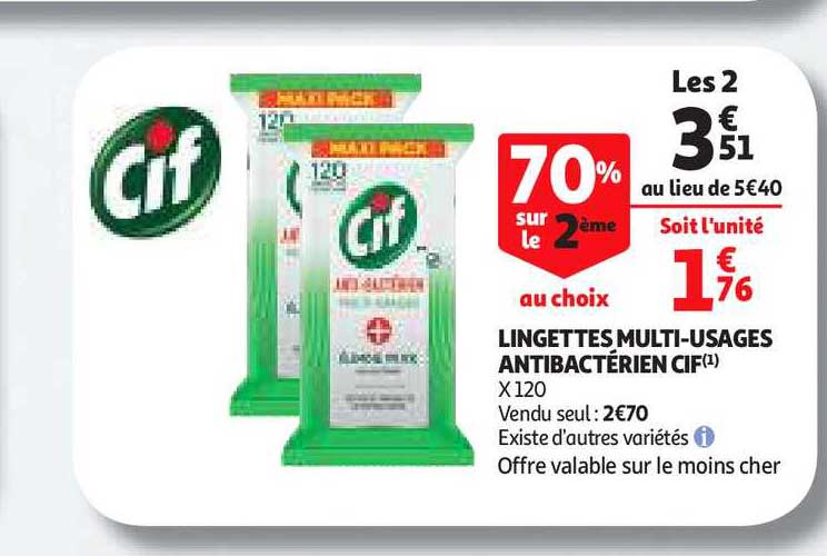 lingettes multi-usages antibactérien cif