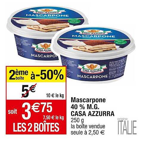 mascarpone 40% m.g. casa azzurra