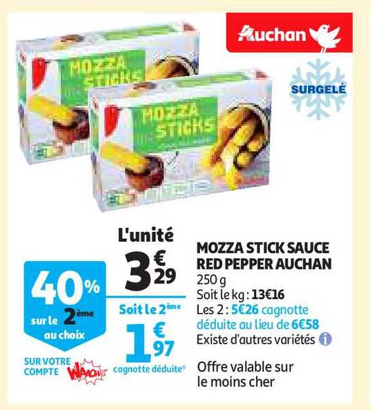 mozza stick sauce red pepper auchan