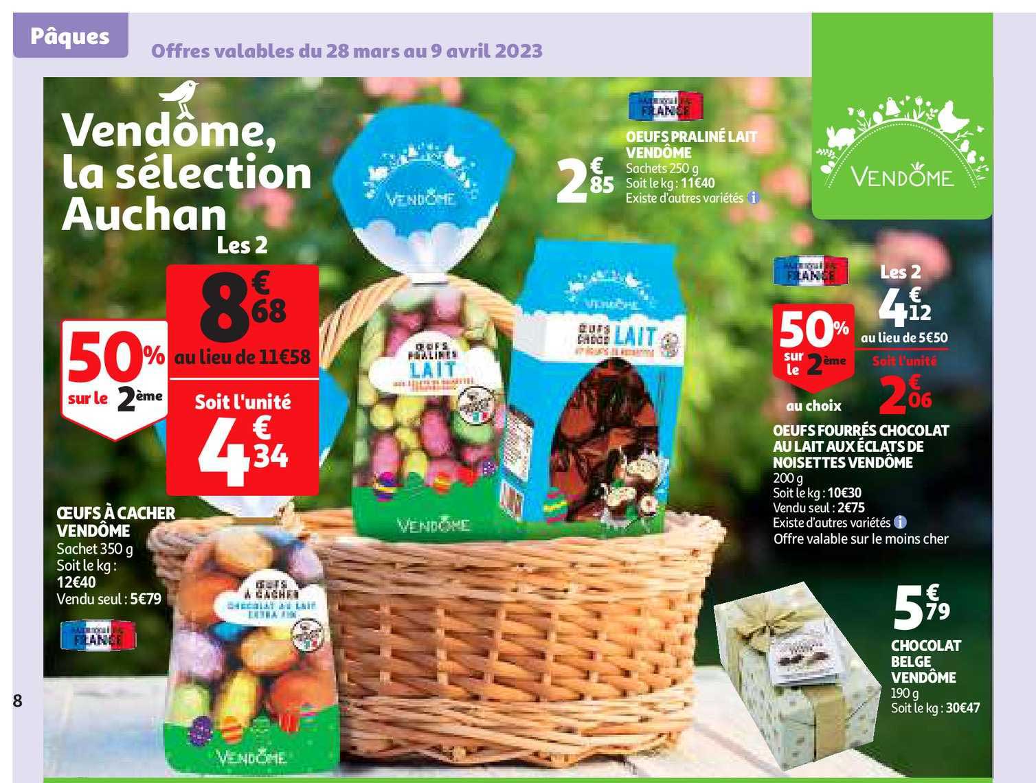 œufs à cacher vendôme, œufs praliné lait vendôme, œufs fourrés chocolat au lait éclats de noisettes vendôme, chocolat belge vendôme