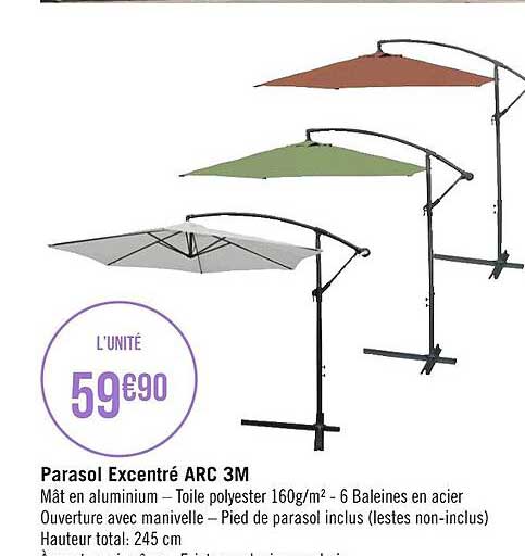 parasol excentré arc 3m