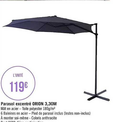 parasol excentré orion 3,30m