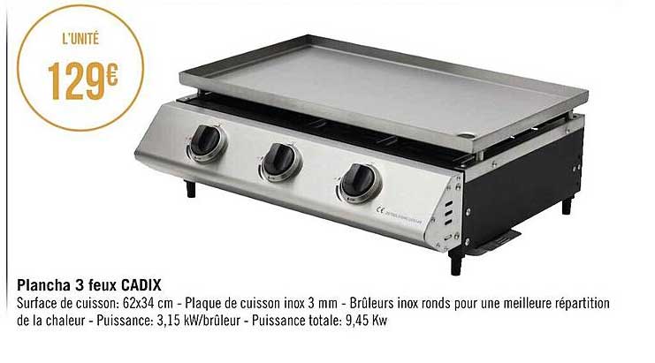 plancha 3 feux cadix