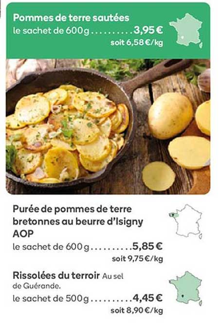 purée de pommes de terre bretonnes au beurre d'isigny aop, rissolées du terroir