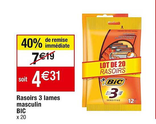 rasoirs 3 lames masculin bic