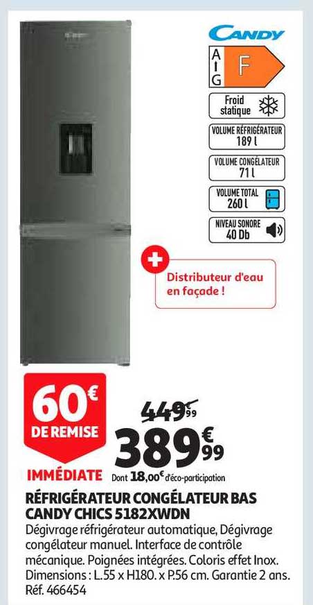 réfrigérateur congélateur bas candy chics