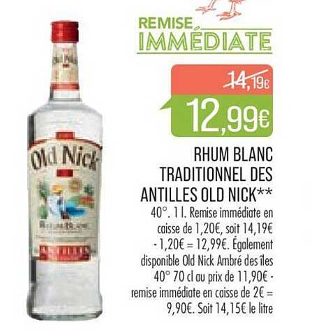 rhum blanc traditionnel des antilles old nick