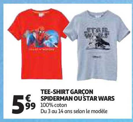 Tee-shirt Garçon Spiderman Ou Star Wars