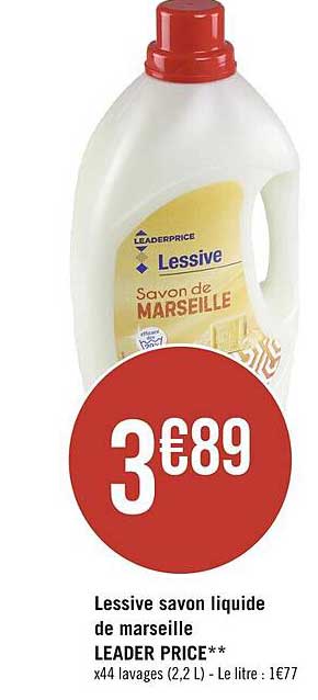 lessive savon liquide de marseille leader price