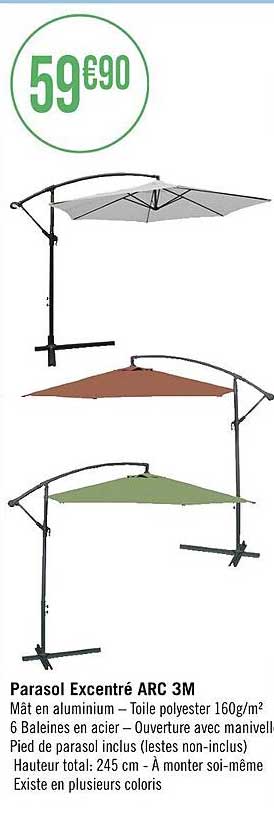 parasol excentré arc 3 m